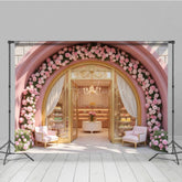 Aperturee - Aperturee Pink Cake Shop Bake Store Floral Photography Backdrop